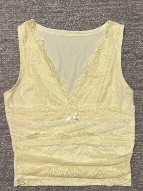 Cream Lace V-Neck Tank Top